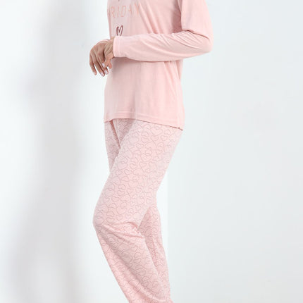 Baskılı Poliviskon Pijama Takımı Tozpembe - 302.1287.