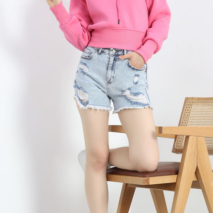 3 İplik Kapşonlu Crop Sweat Pembe - 20967.1878.