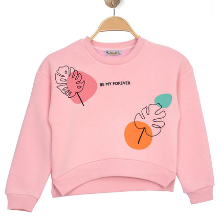 8-12 Yaş Üç İplik Çocuk Sweat Pembe