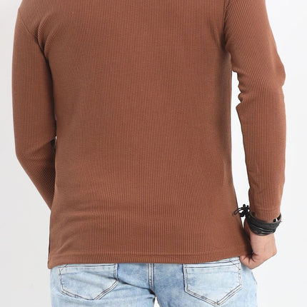 Polo Yaka Fermuarlı Erkek Sweatshirt Kahve - 20128.1874.