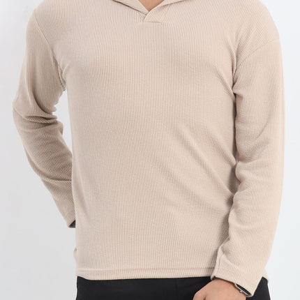 Polo Yaka Uzun Kol Erkek Sweatshirt Taş - 20127.1874.