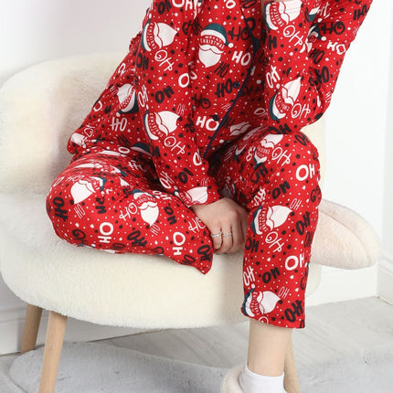 Düğmeli Süet Pijama Takımı Kırmızıbeyaz - 6486.1902.