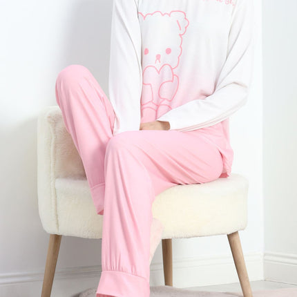 Milan Kumaş Baskılı Pijama Takımı Pembe - 20782.1890.