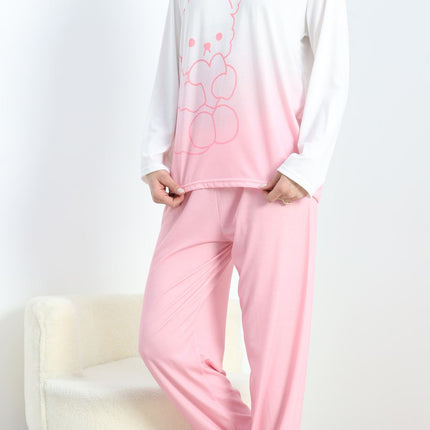 Milan Kumaş Baskılı Pijama Takımı Pembe - 20782.1890.