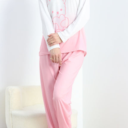 Milan Kumaş Baskılı Pijama Takımı Pembe - 20782.1890.