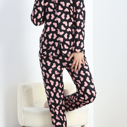 Süet Pijama Takımı Siyahpembe - 40003.1049.