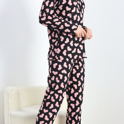 Süet Pijama Takımı Siyahpembe - 40003.1049.