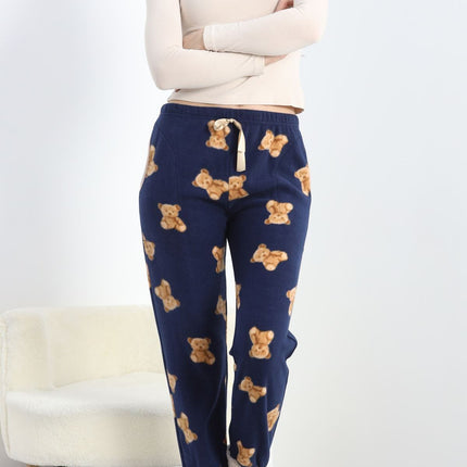 Paçası Peluşlu Polar Cepli Pijama Altı Lacivert - 20581.1287.