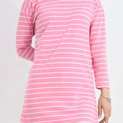 Çizgili Tunik Pembe - 11313.1567. - Beden